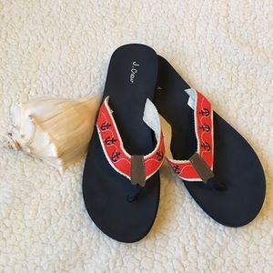 J. Crew • size 9 • sailor flip flops